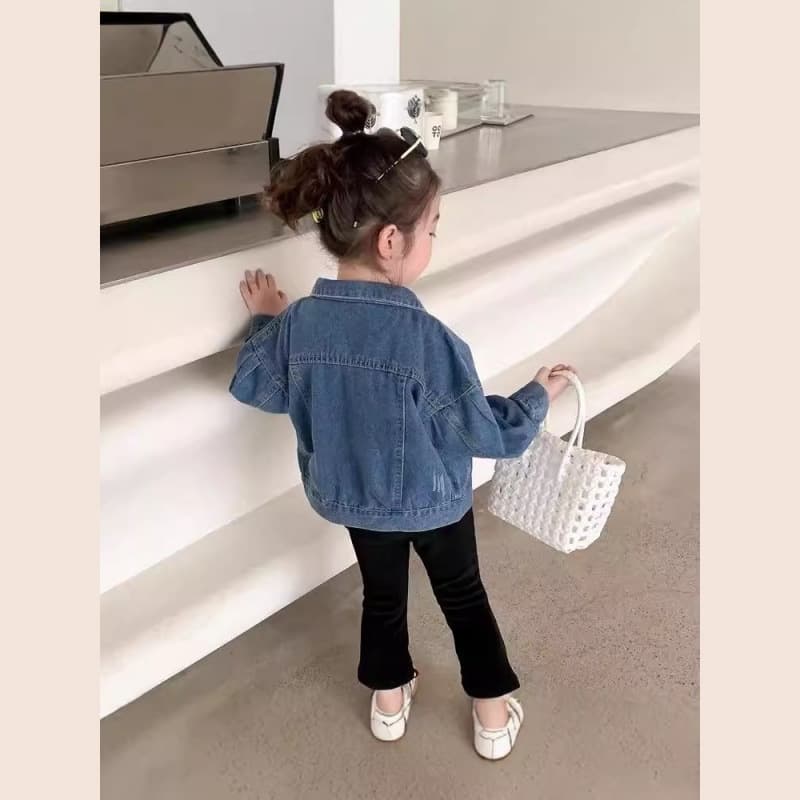 Girls' jackets 2025 new children's casual tops short-sleeve kids' wear stylish cardigans baby spring/autumn blue cotton