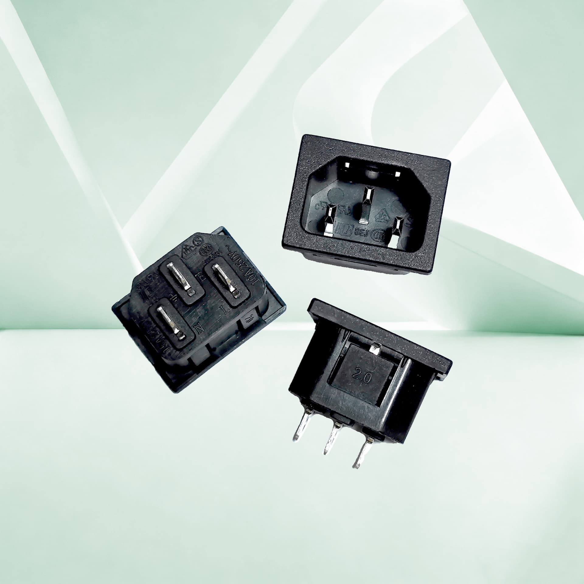 In Stock AC Power IEC C8 Socket 3-Pin 2.0 Welded Pin Male Connector Solid Copper Embedded Three-Pin