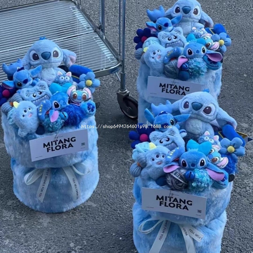 Stitch Plush Doll Bouquet Monster Birthday Gift for Girls Cartoon Creative Practical Finished Stitch Bouquet