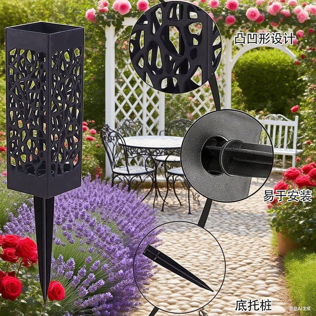 Cross-border new style garden flower basket, hollow garden basket, flower basket, flower basket in cemetery, flower basket in cemetery, lamp in ground