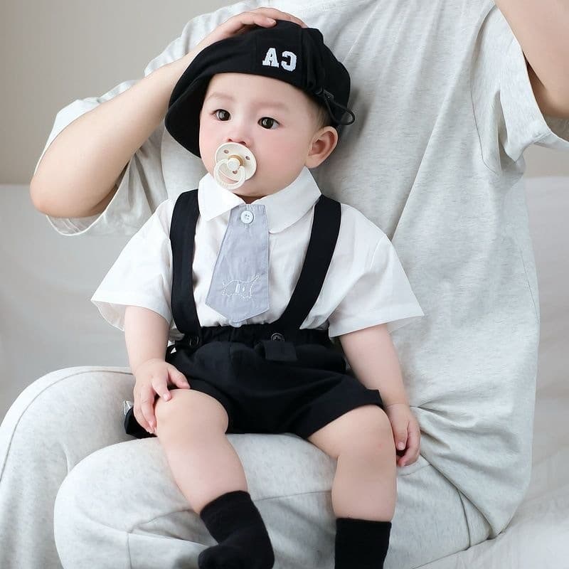 Baby Boy Suit Summer One-Year-Old Formal Wear Infant School Style Clothes Summer Fashionable Child Suspenders Two-Piece Set