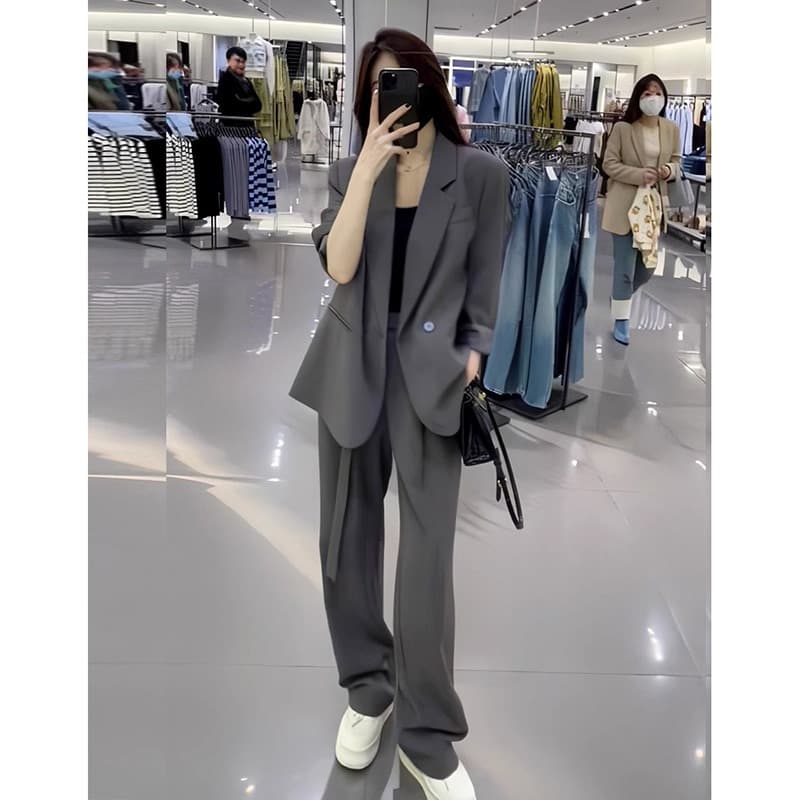 2602 Spring/Autumn New Plus Size Women's Suit Jacket Set, Casual Pants, Two-Piece Formal Business Attire