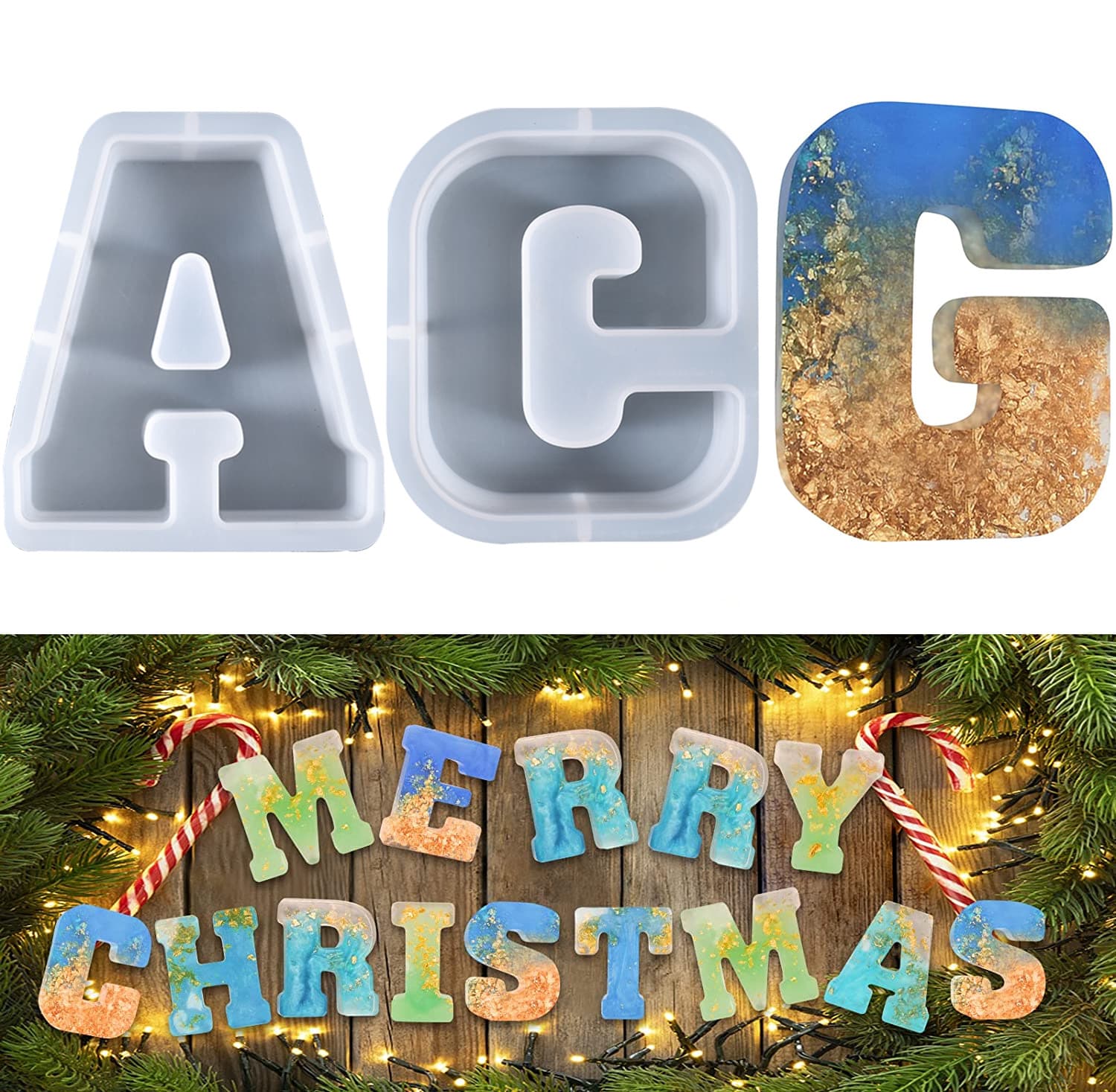 26 oversized letter silicone molds DIY epoxy resin night light letter ornaments glue molds in stock