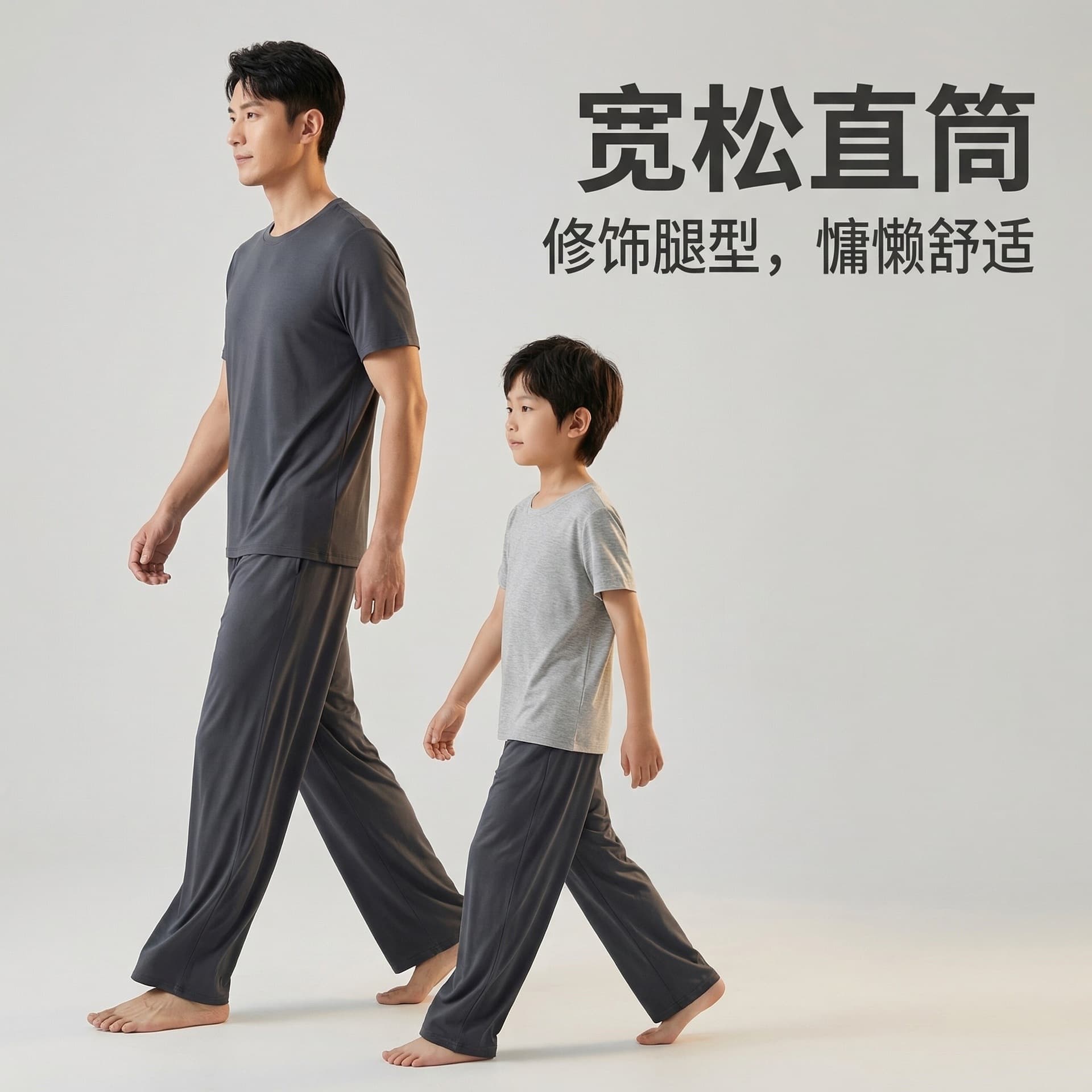 Family Summer Loungewear Pants Boys Summer Sleep Pants Girls Casual Long Pants Middle and Big Kids Students Solid Straight Leg Pants