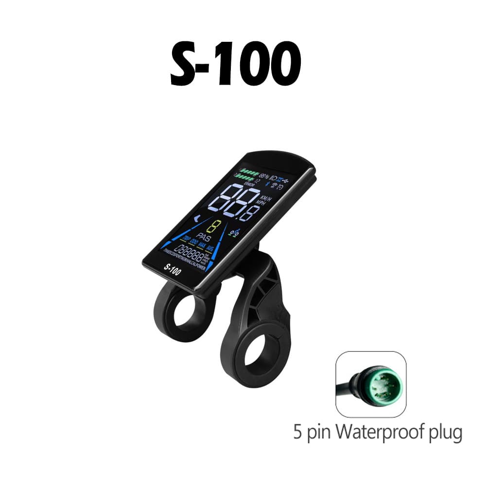 Bicycle Mountain Bike Lithium Electric Assist Modification Parts S-100 Color Vertical Screen LCD Display, Waterproof Connector