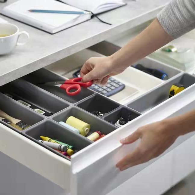 Drawer Storage Box Cabinet Drawer Plastic Divider Organizer Foldable Cutlery Compartment Box Utensil Storage