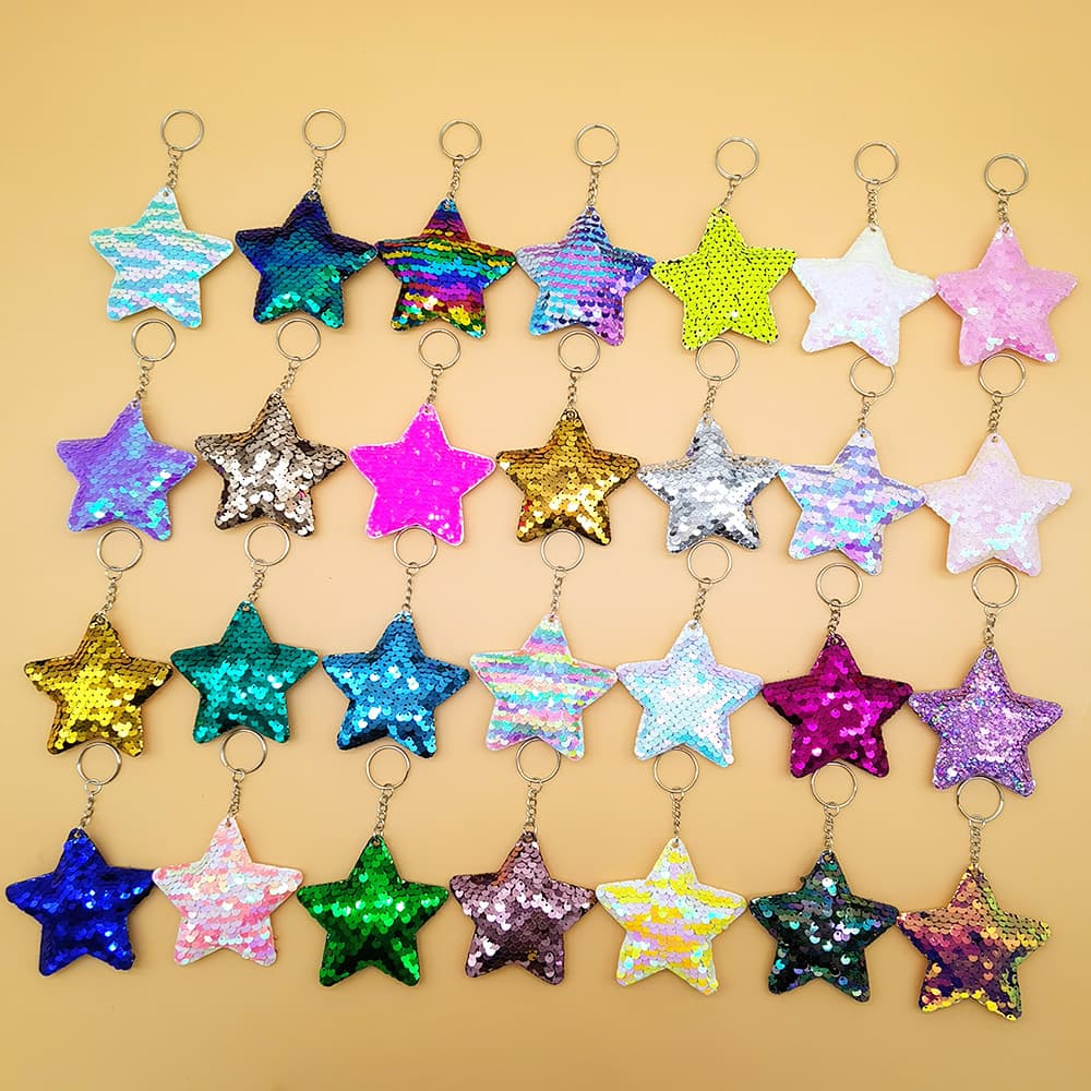 Starfish Sequin Keychain Pendant Reflective Glossy Five-Pointed Star Keychain Five-Pointed Star Bag Charm Pendant