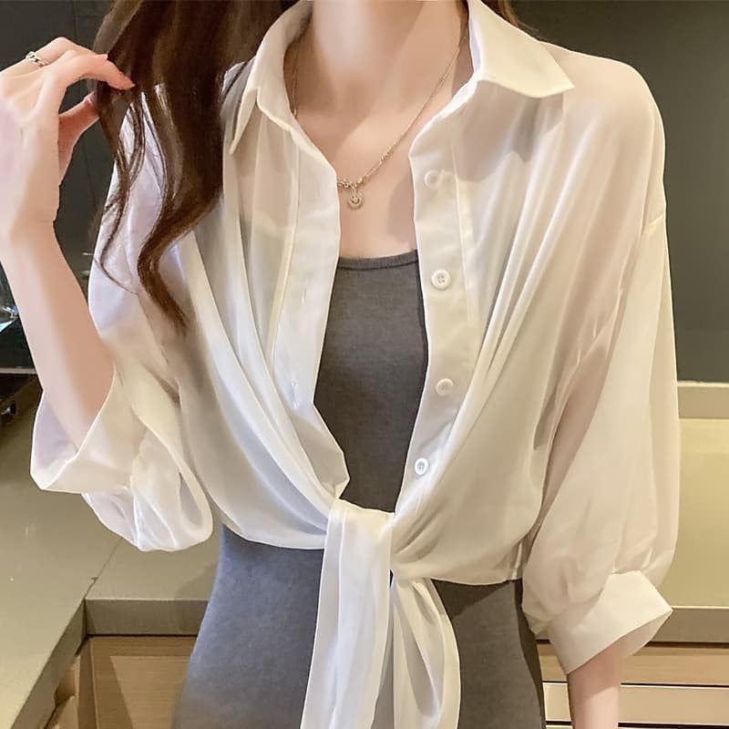 Short Sun Protection Cardigan for Women 2023 New Style Open-Front Chiffon Outerwear Lightweight Summer Shawl to Pair with Camisole Dresses