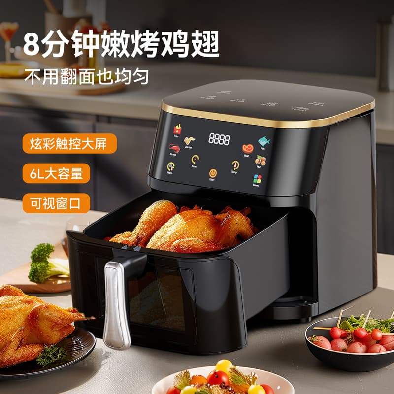 Air Fryer Cross-Border Export EU 220V Electric Fryer, Smart Touch Screen, French Fry Machine, Wholesale 10L Air Fryer