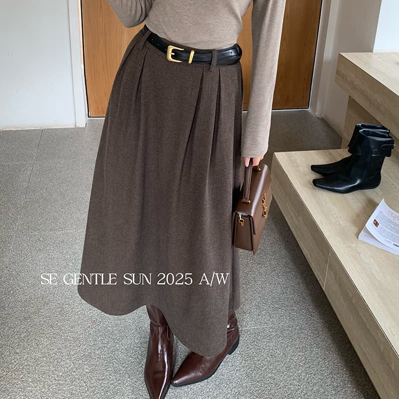 Xiuxixi 2025 Autumn White Label Elegant Solid High-Waist Pleated Long Skirt for Women 85299