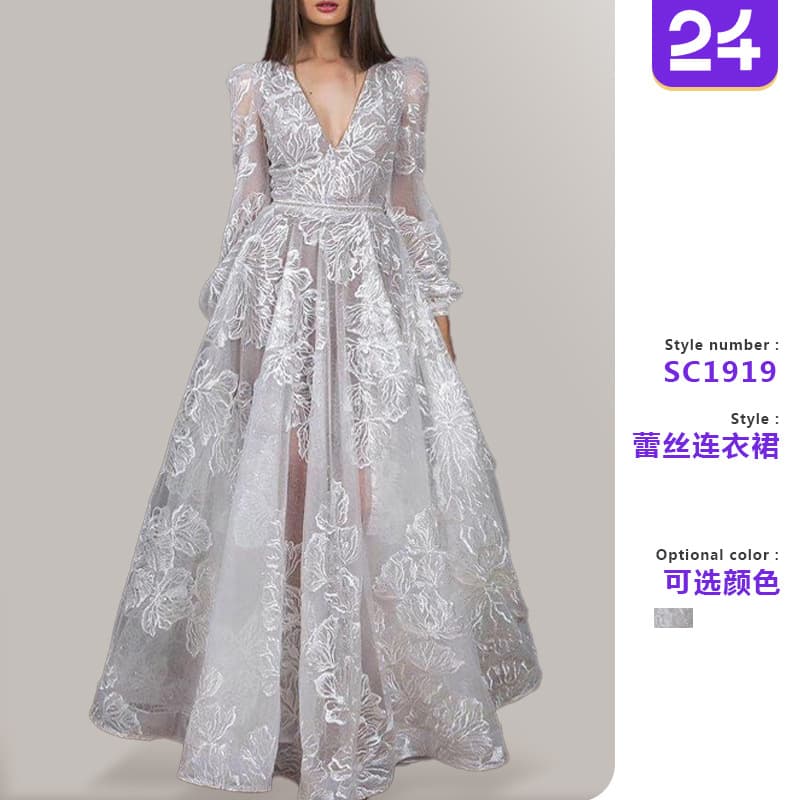 2026 Cross-border European and American Women's Sequin Dress Amazon New Lace Embroidered Wedding Evening Gown Banquet Dress