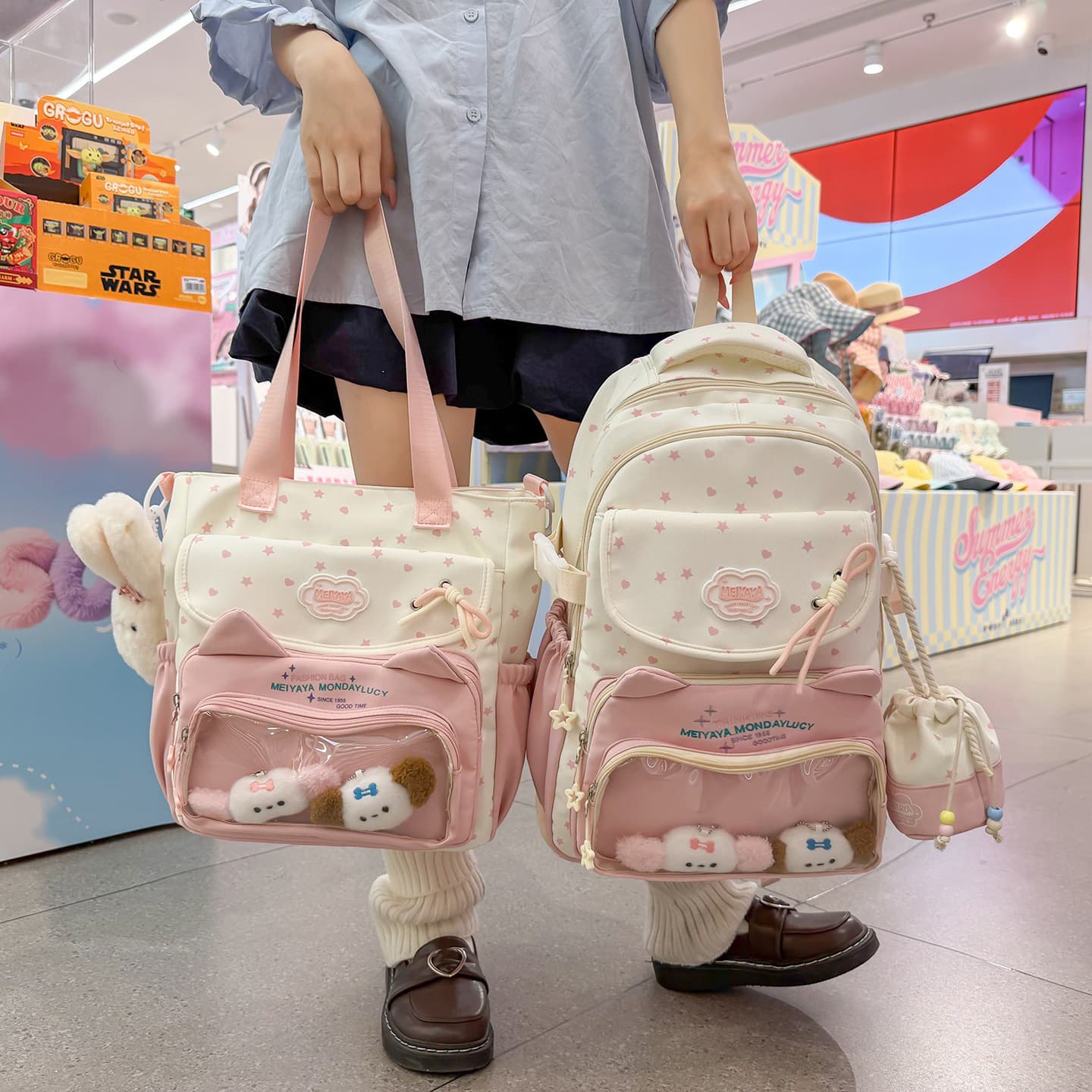 New Japanese-Style Sweet and Cute Preppy Backpack for Girls, Large-Capacity School Bag and Laptop Backpack for Middle and High School Students