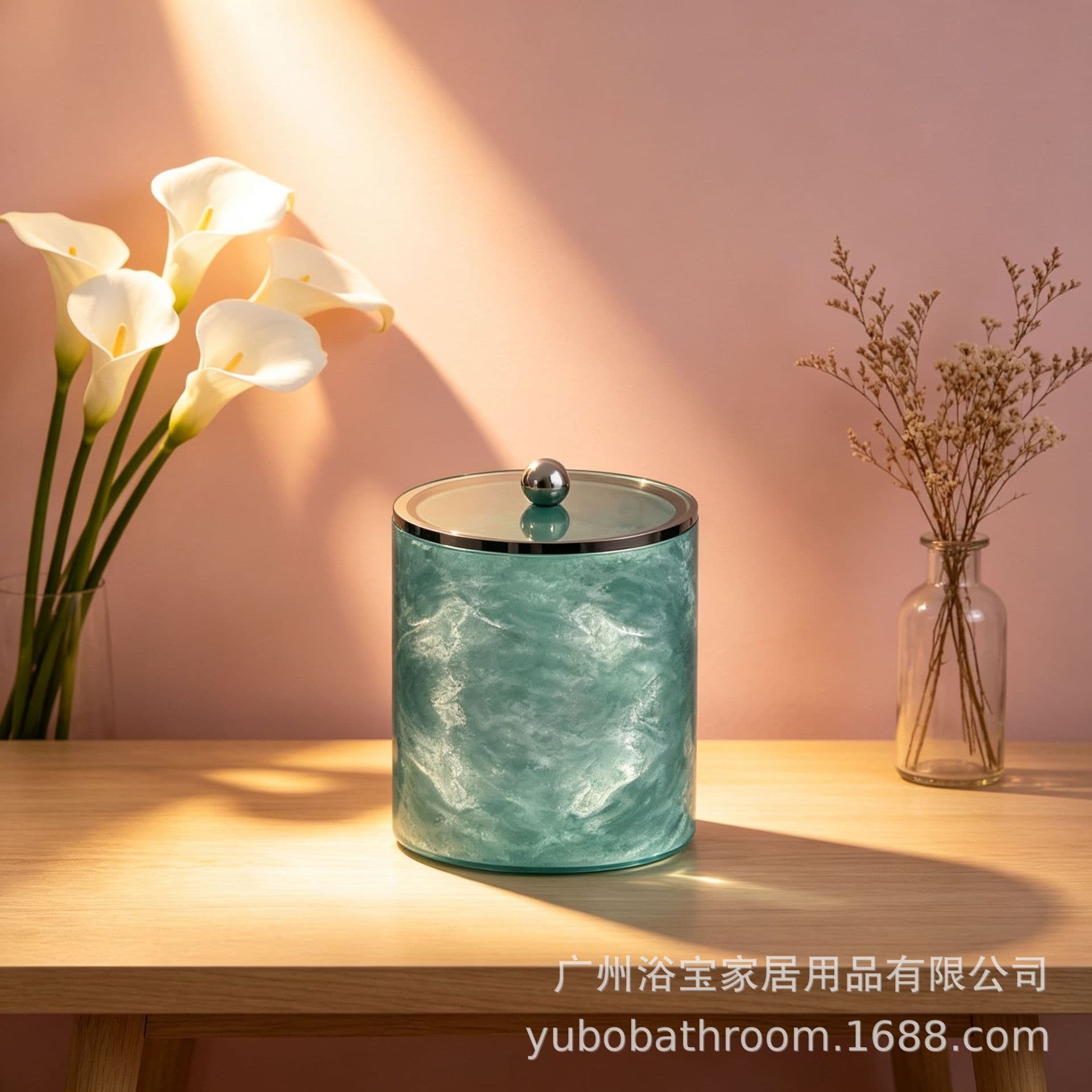 Cross-border hot selling Nordic hotel supplies resin ice bucket set trash can lotion bottle wave series bathroom set