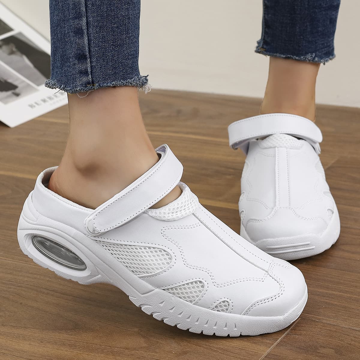 Sanbang Fala Summer New Nurse Shoes Women Soft Sole Lightweight Breathable Mesh Non-Stuffy Anti-Odor Comfortable Shoes