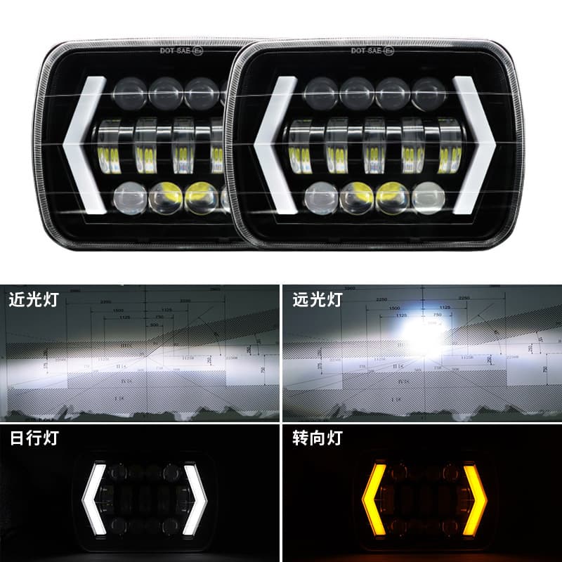 7-inch Wrangler White and Yellow Dual Color Off-road Vehicle LED Headlight Car Headlight with Lens LED Headlight Front Headlight