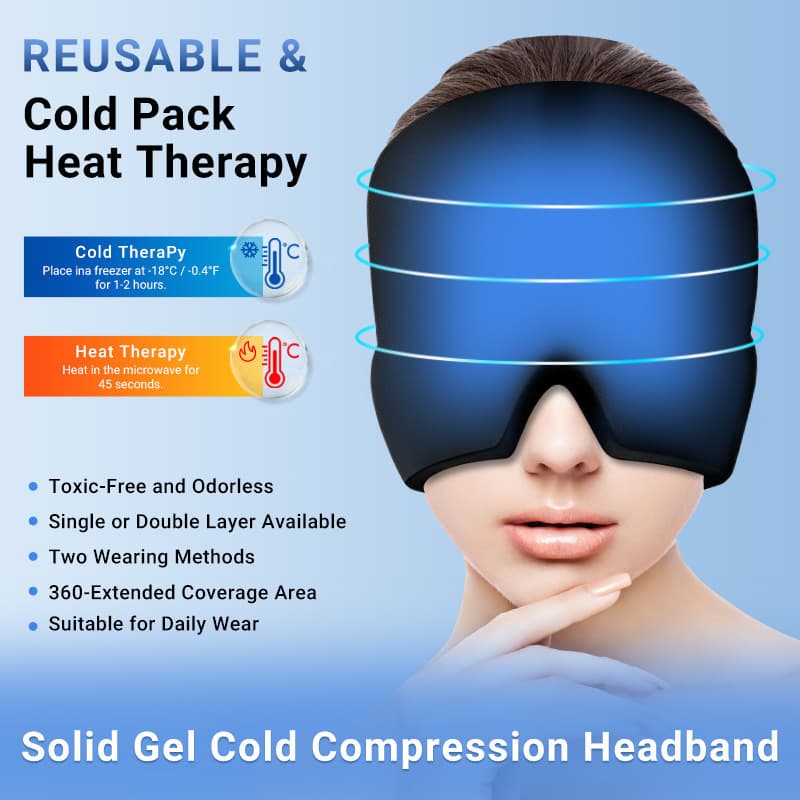 Cross-border Best-selling Hydrogel Ice Head Wrap Refreshing Soothing Cooling Head Wrap Eye Mask Relieve Migraine Ice Cap Wholesale