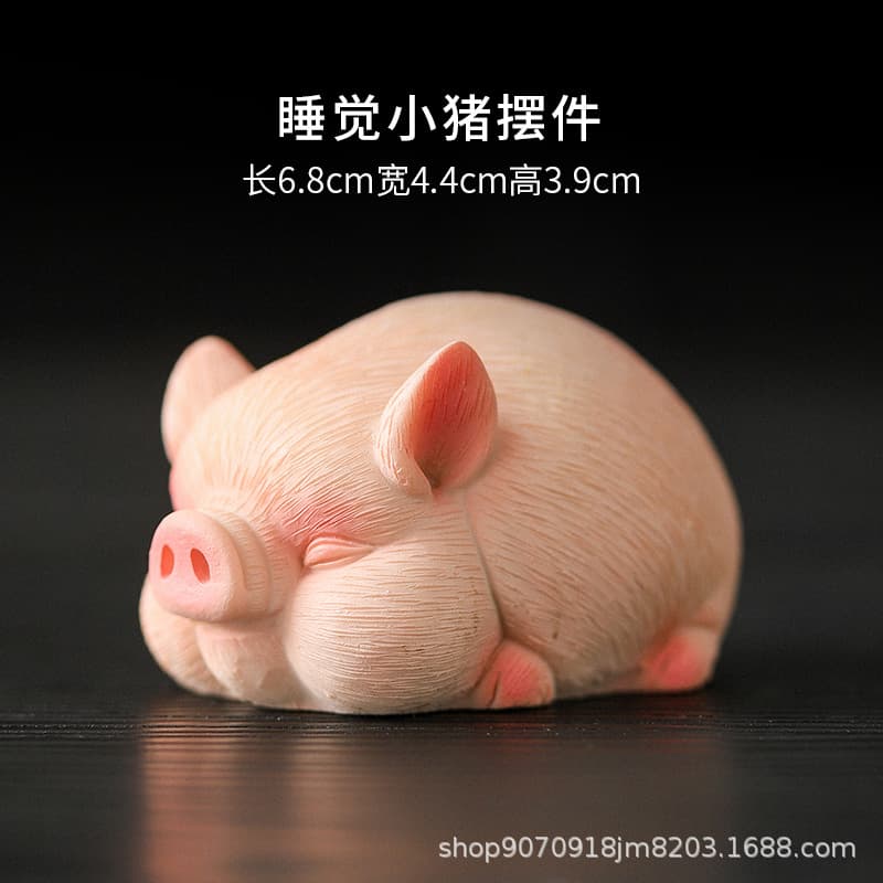 Resin Craft Mini Tea Pet, Color-Changing Lychee Pig Lucky Pouch Sleepy Pig Tabletop Decoration