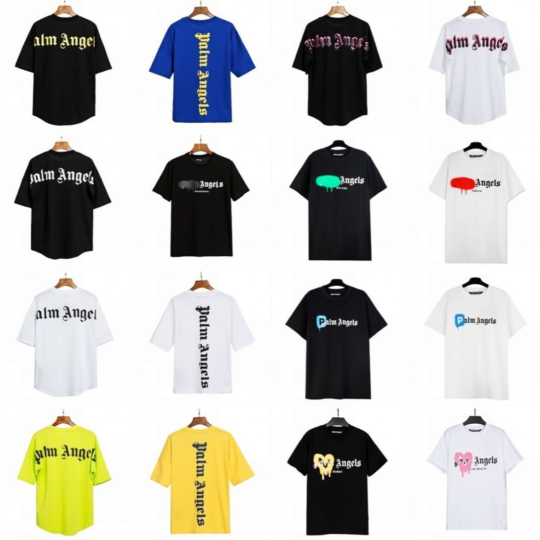 Correct Version PA Angel Decapitated Bear Short Sleeve Palm Tree High Street Trendy Batwing Sleeve Back Large Logo Letter T-Shirt