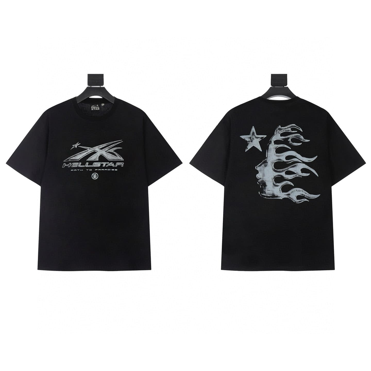 Trendy American High-Street Hell Star Washed Vintage Full-Print VTG Heavyweight Short-Sleeve T-Shirt for Men and Women