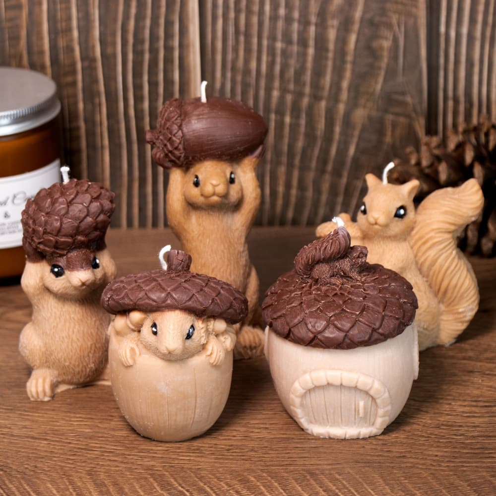 Cross-border pine cone squirrel silicone candle mold three-dimensional animal squirrel hazelnut aromatherapy resin plaster ornament decoration