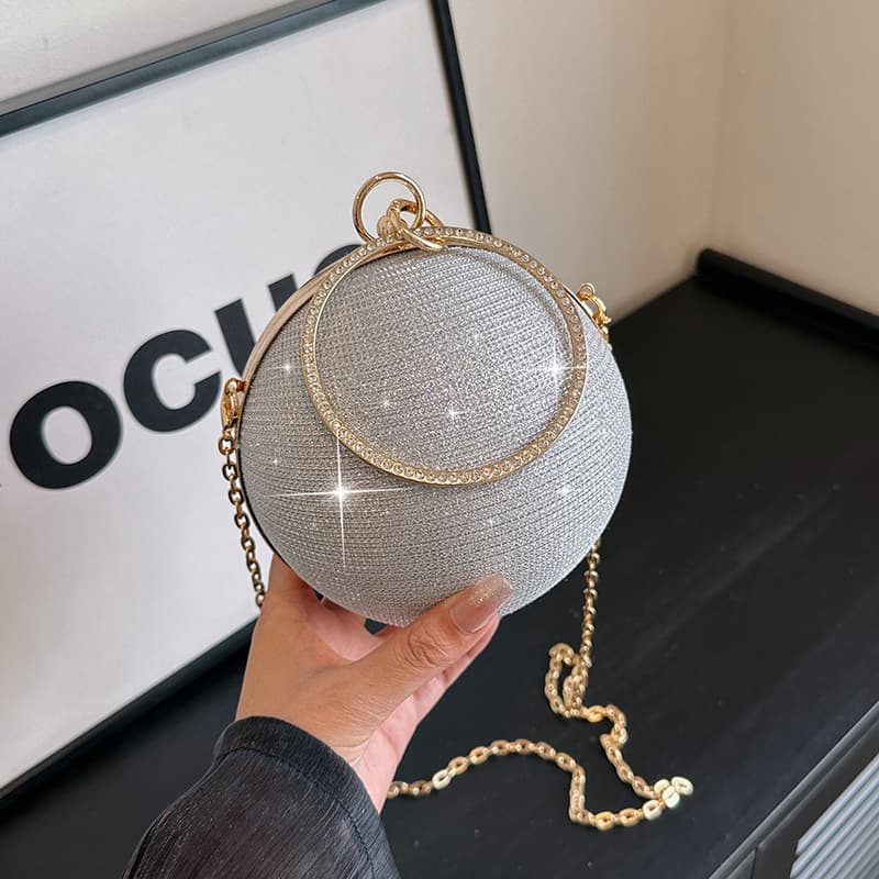 Niche Design Round Ball Bag for Women New Style High-End Handheld Crossbody Chain Small Bag Evening Bag Mini Lipstick Bag