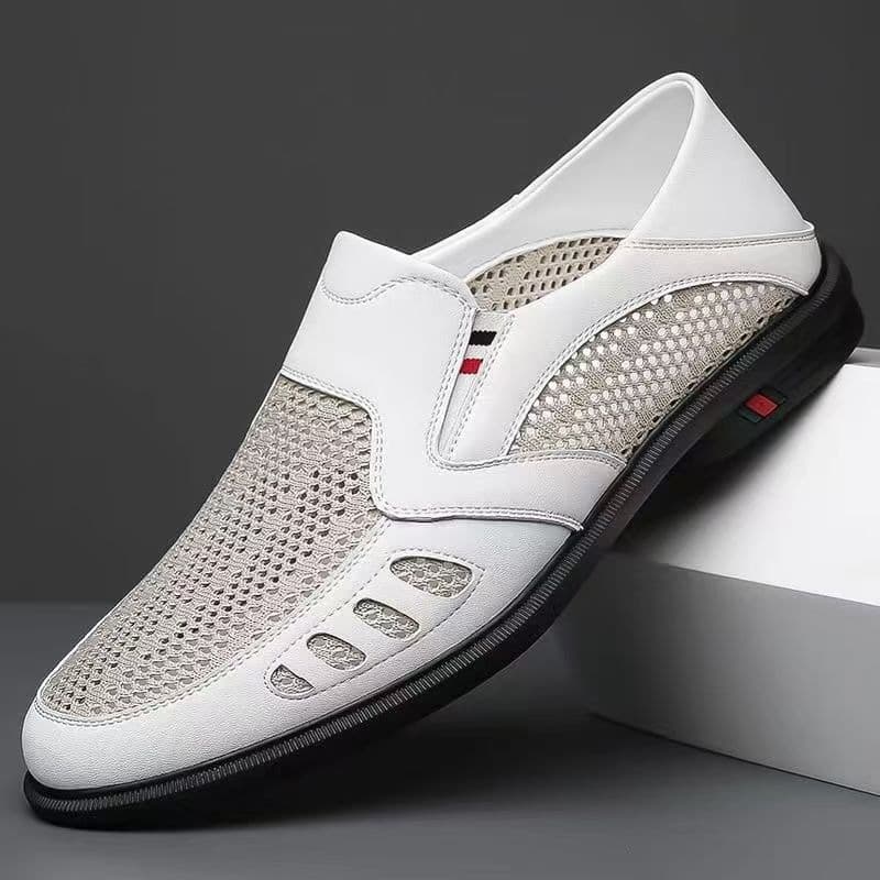 Cross-border new men's leather shoes, summer hollow breathable casual shoes, versatile work shoes, soft soles, comfortable casual leather shoes