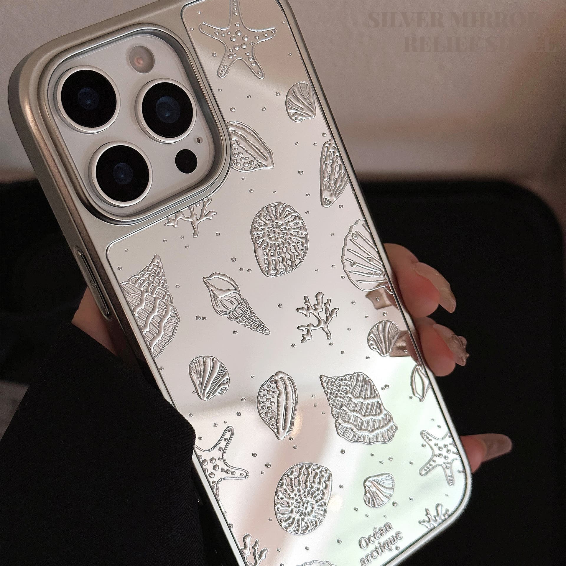 Gold-plated Mirror Finish Case for iPhone 16 Pro Max, iPhone 17, Starfish Shell Design, Premium Hard Case for iPhone 13/12