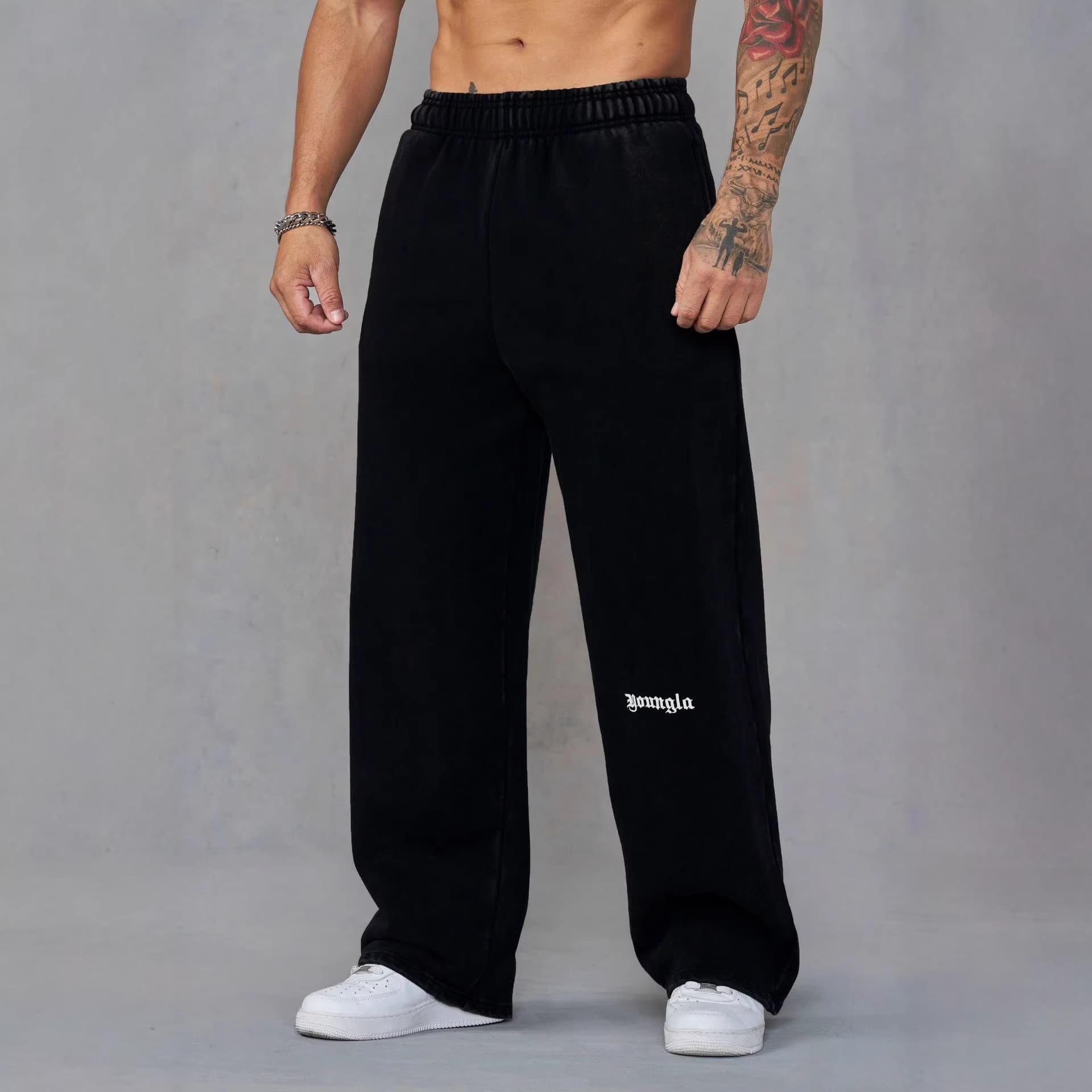 YOUNGLA American Style New Men's Jogger Pants for Running, Muscle Fitness, Embroidery, Straight Leg Casual Long Pants