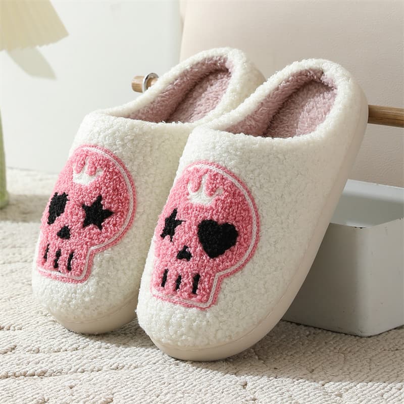 Halloween Cross-Border Hot Seller Winter Heart Plush Slippers for Women Wholesale Indoor Home Rainbow Fleece Warm Slippers