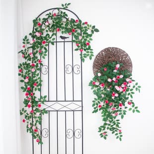 Artificial Rose Bud Wall Hanging Fake Rattan Air Conditioner Pipe Wrapping Decoration Plastic Vine Plant Cover