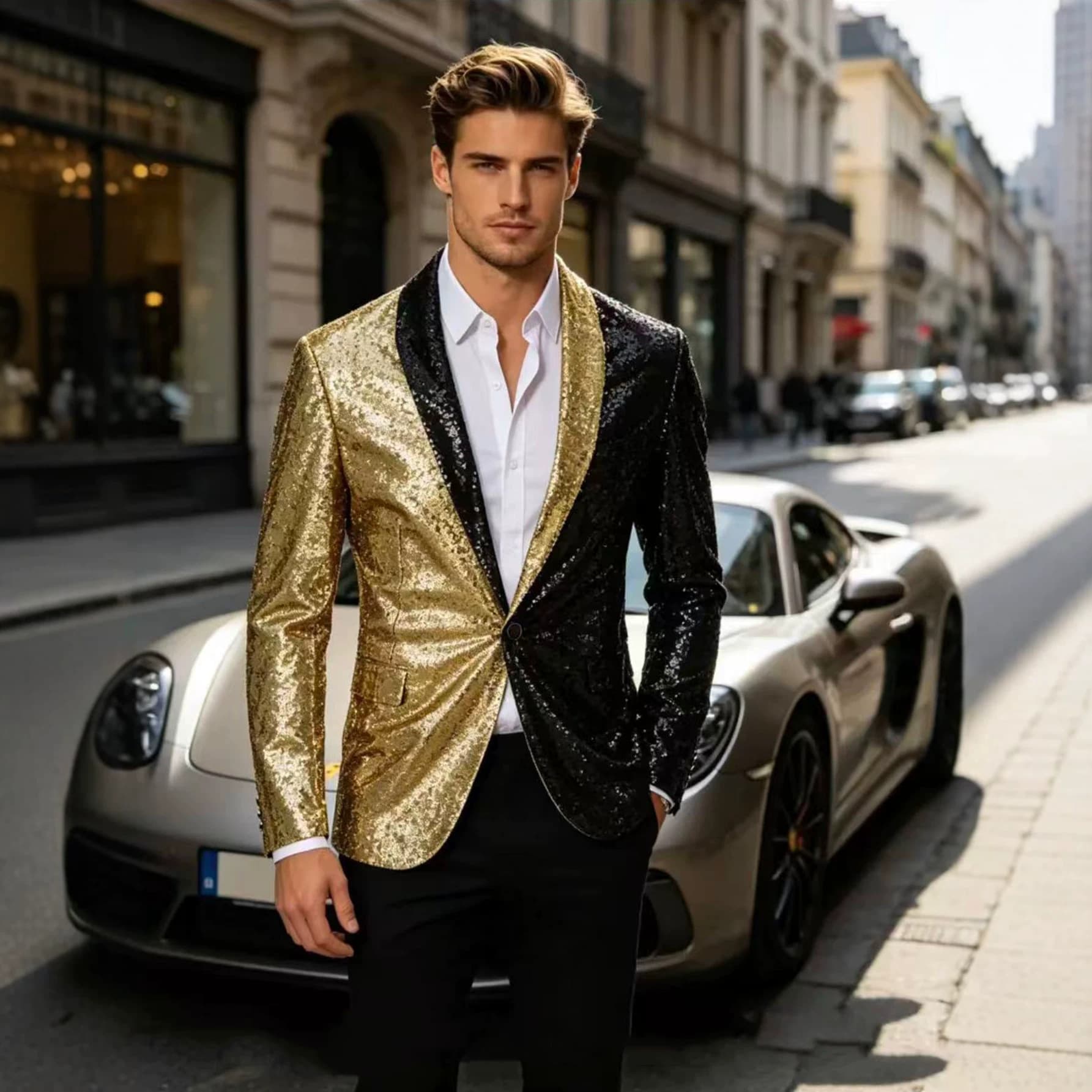 2026 Cross-Border Blazer Two-Tone Sequin Blazer Nightclub Bar Singer Performance Suit