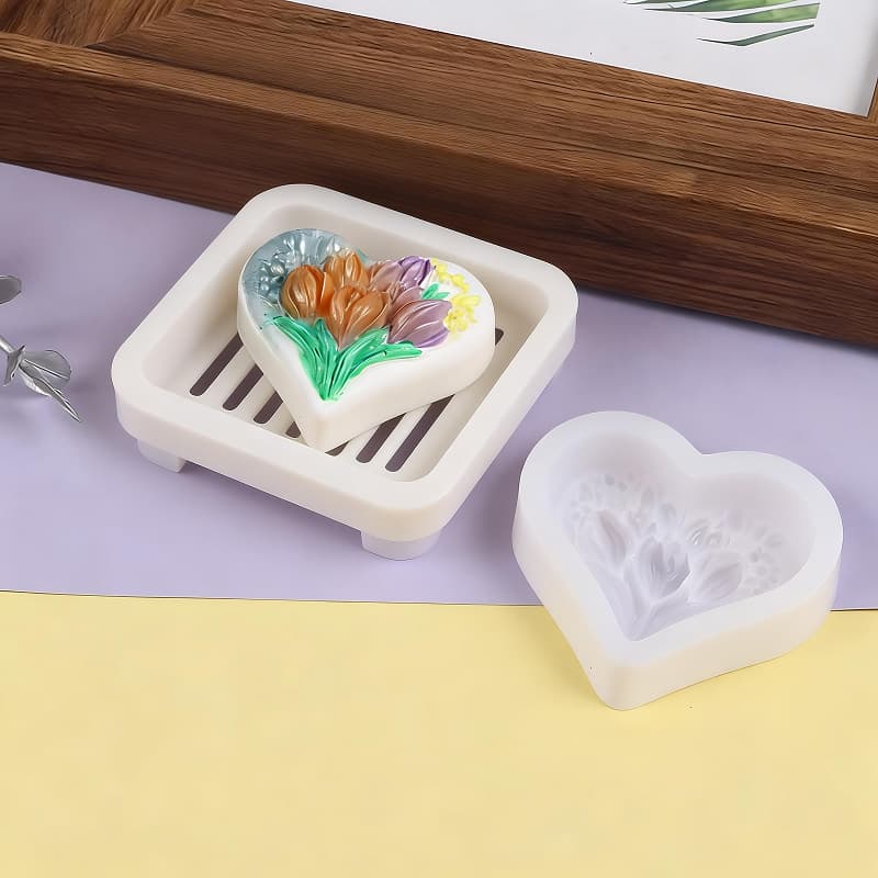 Tulip Heart Flower Chocolate Mooncake Silicone Mold Soap Mosquito Repellent Tablet Aroma Silicone Mold