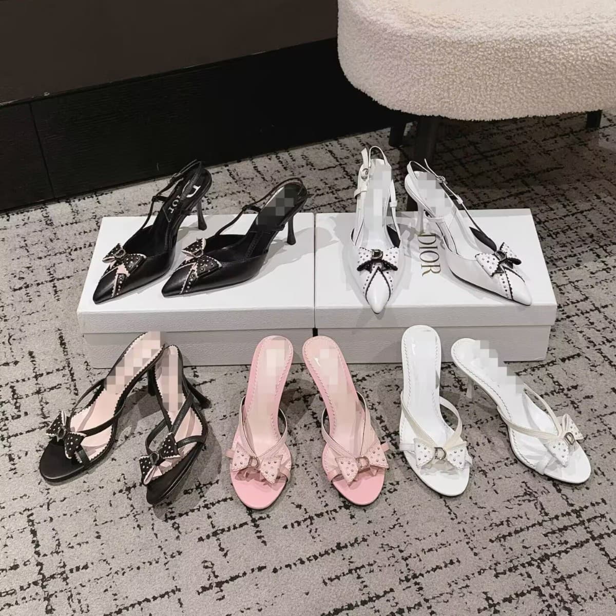 26 High Quality Black and White Fashion Women's Shoes New French Bow Thin Heel Pointed Toe Low-Cut Elegant Socialite Flats