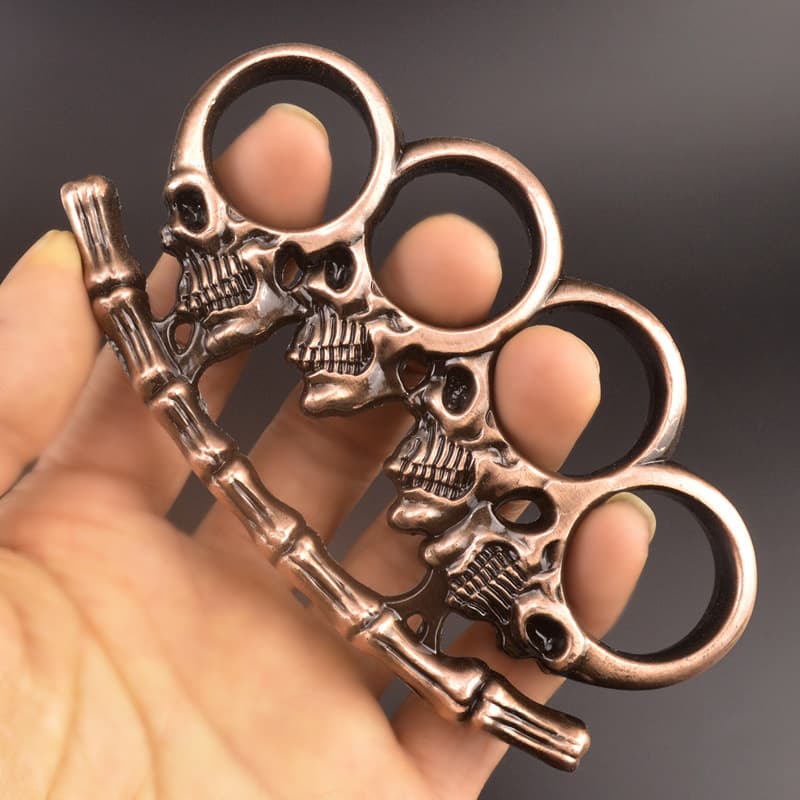 Thickened White Bone Demon Knuckle Duster Outdoor Four-Finger Ring Buckle Camping Defense Knuckle Glove Protection Gear