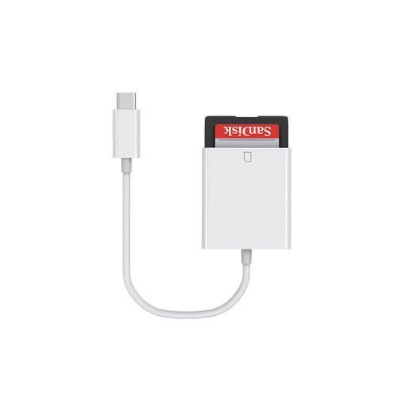 Type-C card reader (2-in-1) for reading memory cards, TF/SD cards, and USB flash drives; compatible with Apple phones.