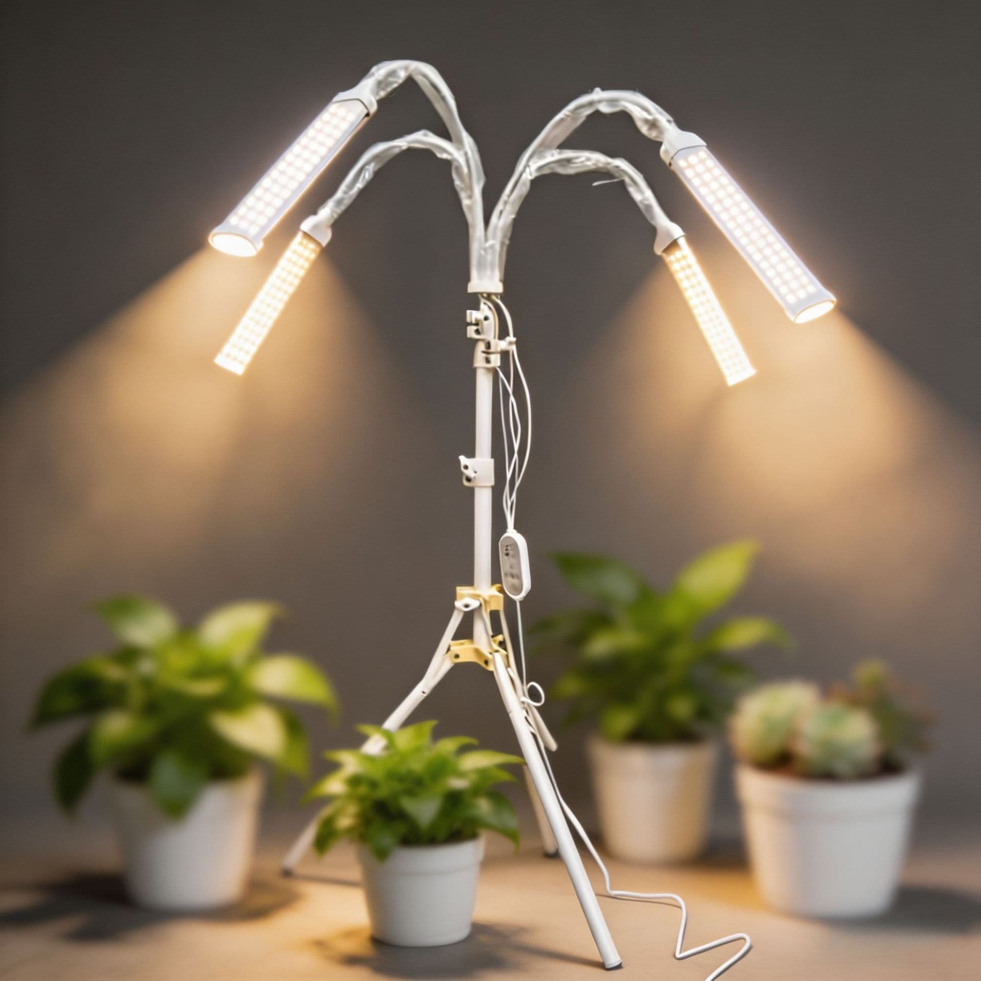 12V Cross-border Bracket LED Plant Grow Light, Warm and Cool Light, Dimmable Timer, Full Spectrum Seedling Sun-Simulating Lamp