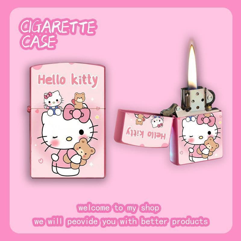 [Dropshipping] New Cute Cartoon Hello Kitty Kerosene Lighter High Appearance Gift for Friends