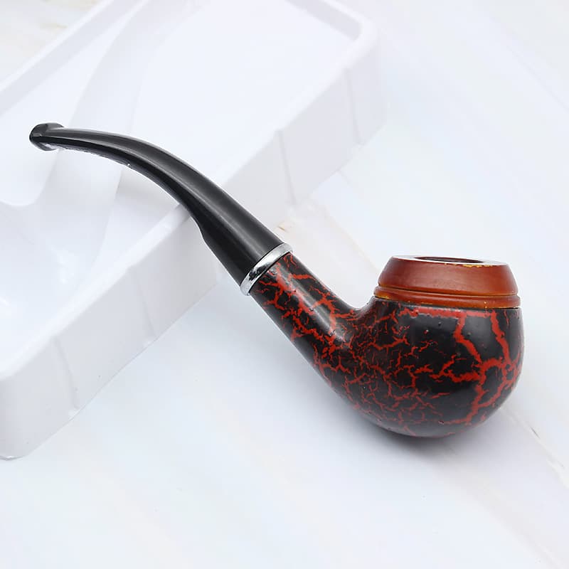 CF5581 Red Black Cracked Pipe Creative Solid Wood Resin Spliced Four-Pipe Yiwu Pipe Wholesale