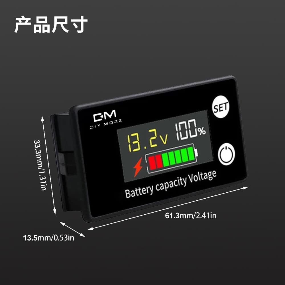 6133A DC8-100V Digital Power Meter LCD Lead-Acid Lithium Battery Two-Wire Digital Display Voltage Meter