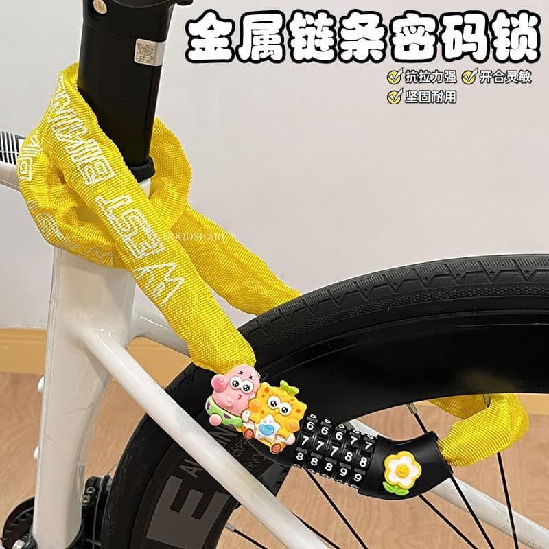 Bicycle Anti-Theft Combination Lock Cute Cartoon SpongeBob Anti-Theft Device Mountain Road Bike Number Lock