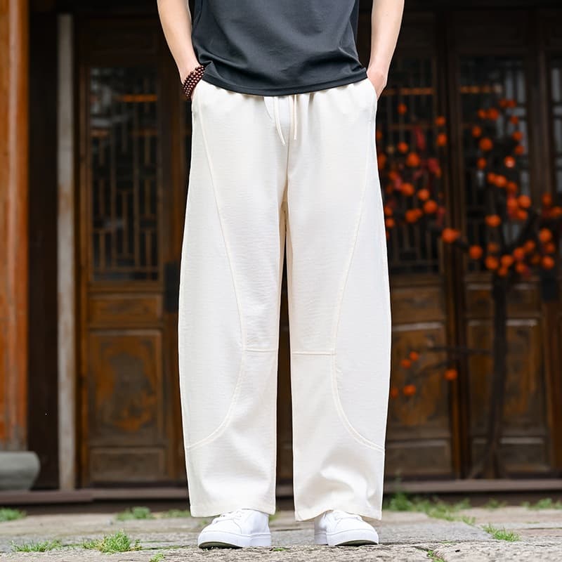 2026 Summer Thin Men's Linen Casual Pants Chinese Style Men's Trousers Carrot Pants Loose Solid Color Straight Leg Pants