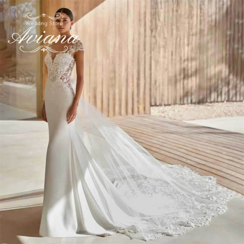 Sling fishtail wedding dress bride slimming French satin lace outing gauze travel photo temperament light luxury dress