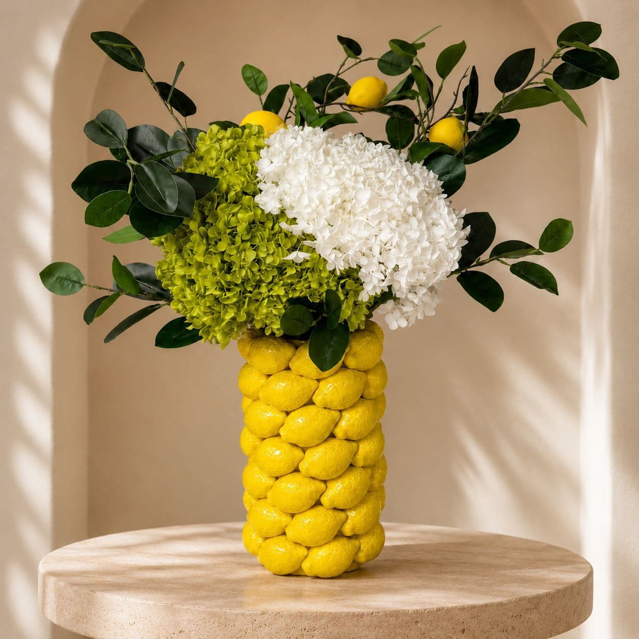 Chaozhou Creative Simulated Lemon Ceramic Fruit Vase, Nordic Style Decorative Piece for Flower Arrangement, High-End Handicraft