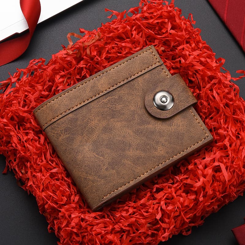 New men's short wallet, retro buckle leather card holder, multi-card slot coin purse, fashionable and simple, daily matching