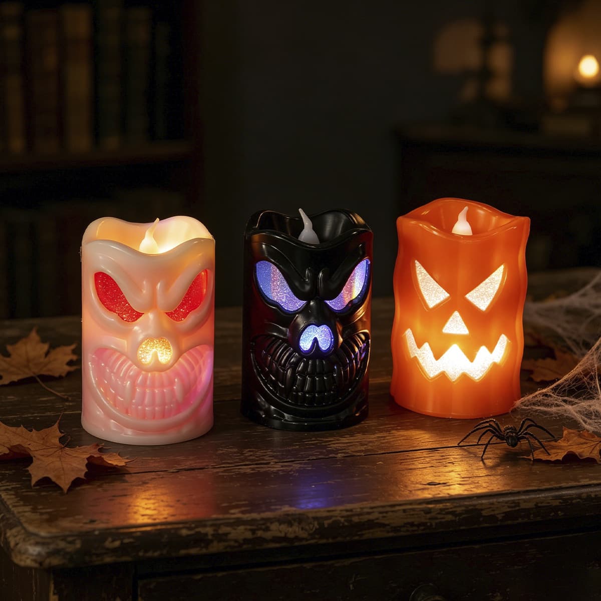 Halloween Pumpkin Lantern New Decorative Candlestick Wind Lamp LED Electronic Candle Lamp Creative Oil Lamp Ornament Night Light