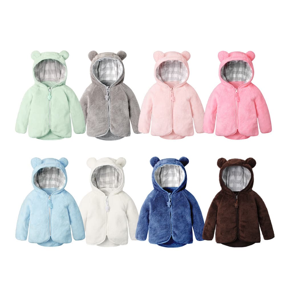Spring Autumn Winter 26 Years Infant Comfort Fleece Coat with Lining Warm Bear Design Baby Coat 70006