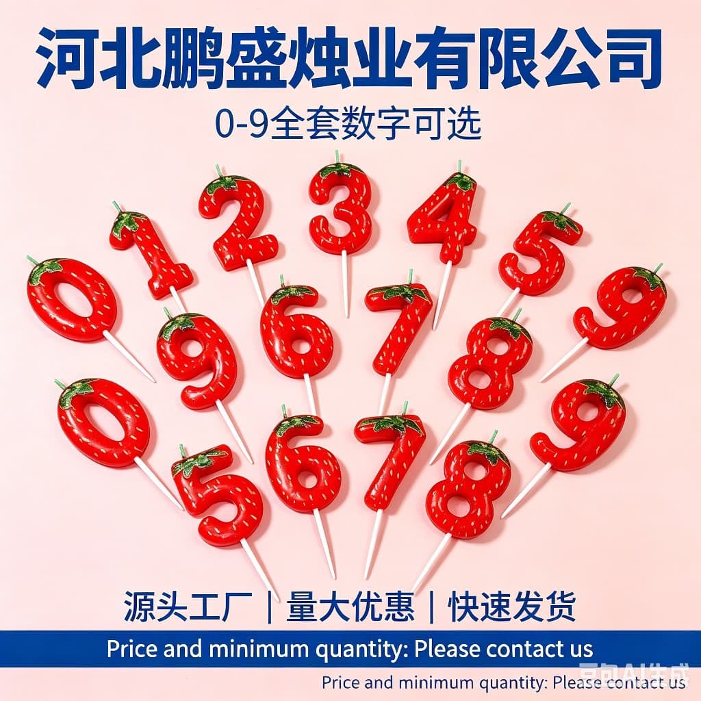 Birthday colorful cartoon strawberry red number candle cake decoration birthday cake baby children ins party