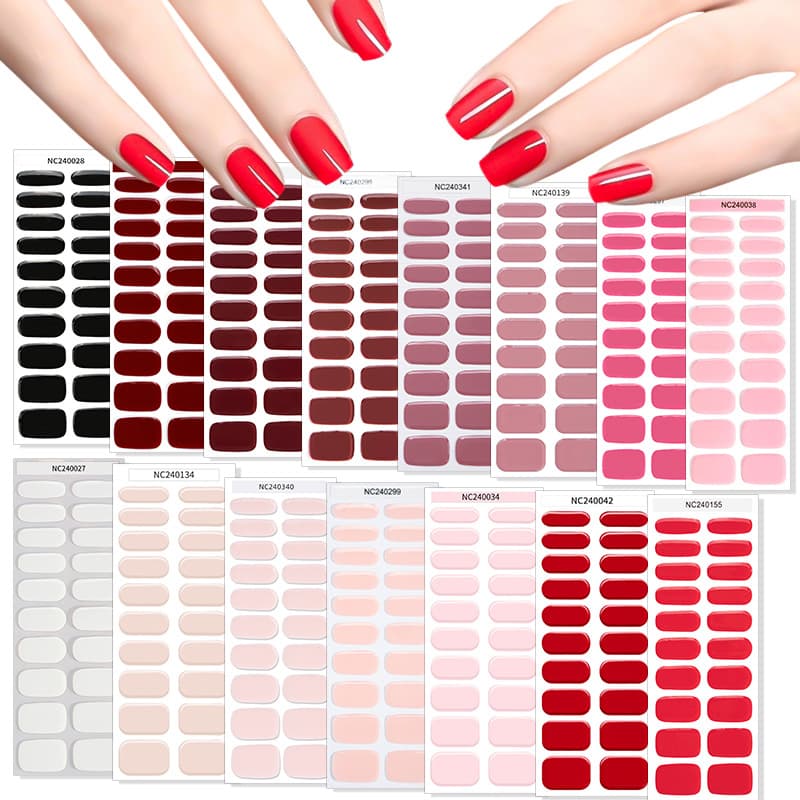 Zhengxiang Semi-Cured Gel Nail Stickers Solid Color Simple Light Therapy Nail UV Nail Stickers Cross-Border Hot Gel Nail
