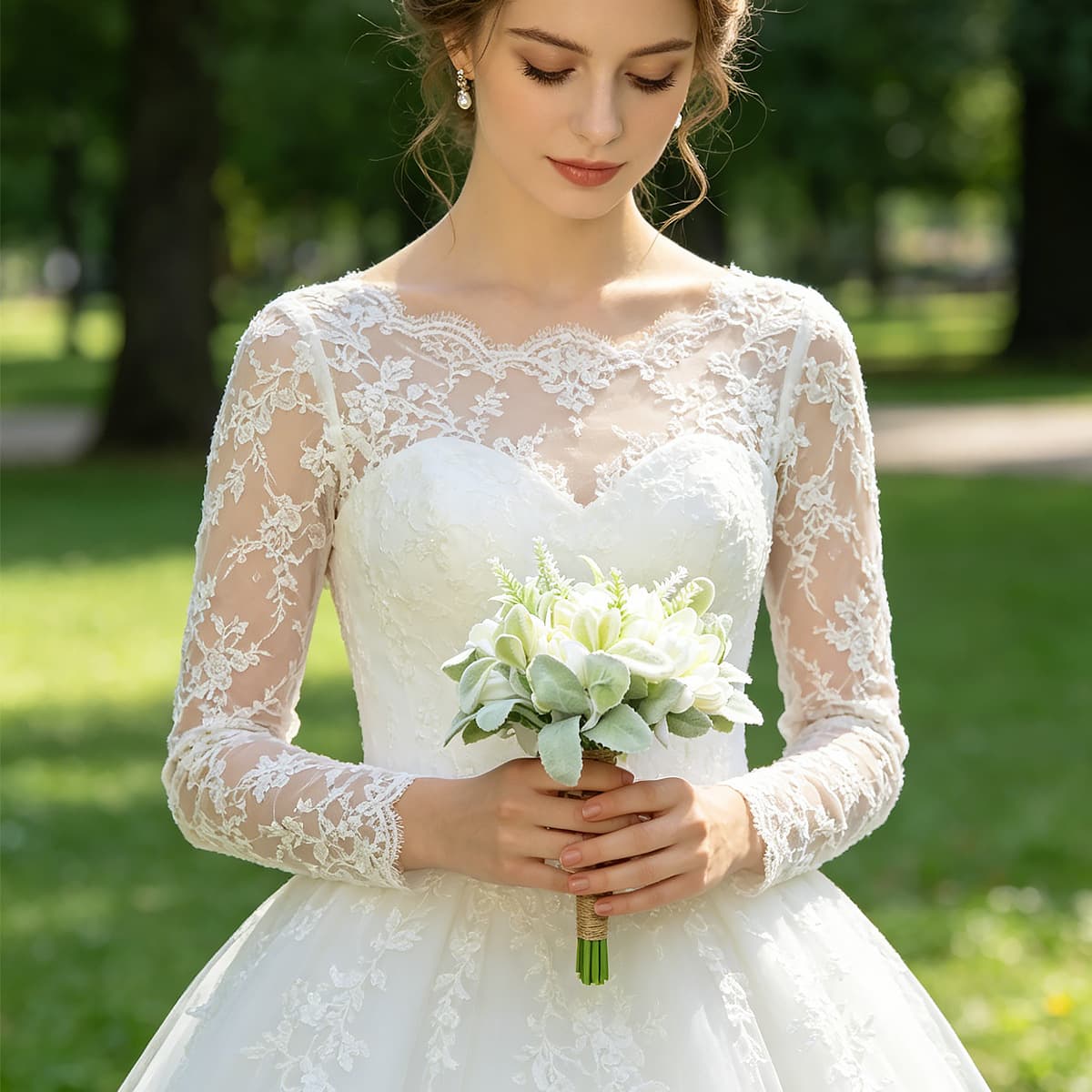 Forest-style White Artificial Bridal Bouquet for Wedding, Marriage Registration, and Photo Props with Eucalyptus Leaves and Dahlia Flowers
