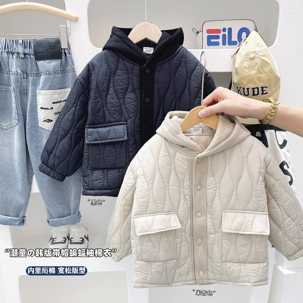 Stylish Boys' Cotton-padded Jacket, Autumn/Winter 2025 New Style, Korean Style, Loose Fit, Thickened, Padded Winter Coat